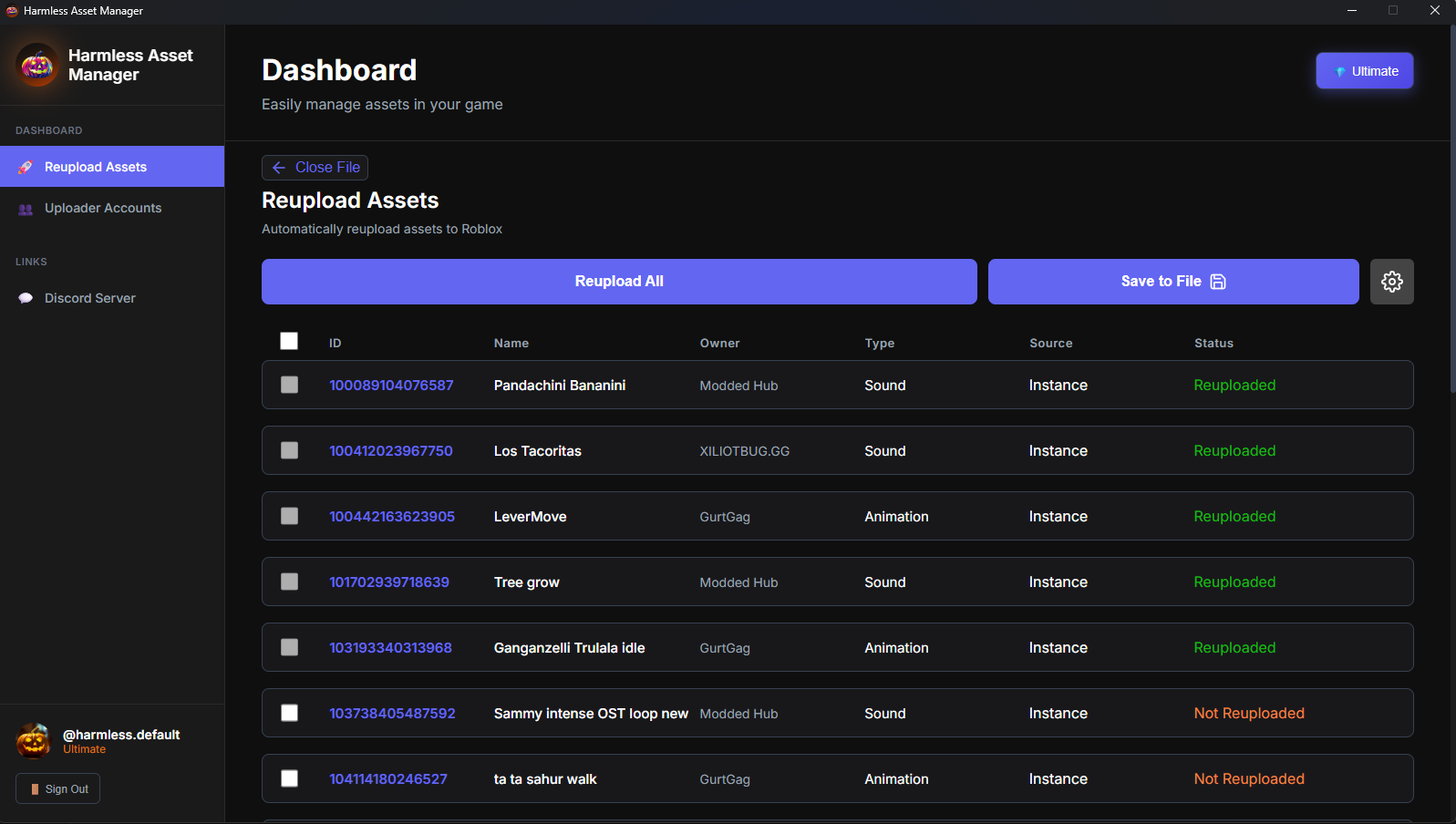 Harmless Asset Manager screenshot